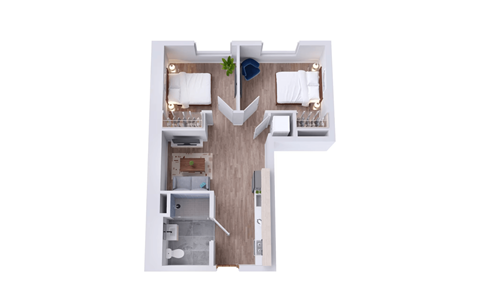 Floor plan for 1 bed, 1 bath, 552 sqft